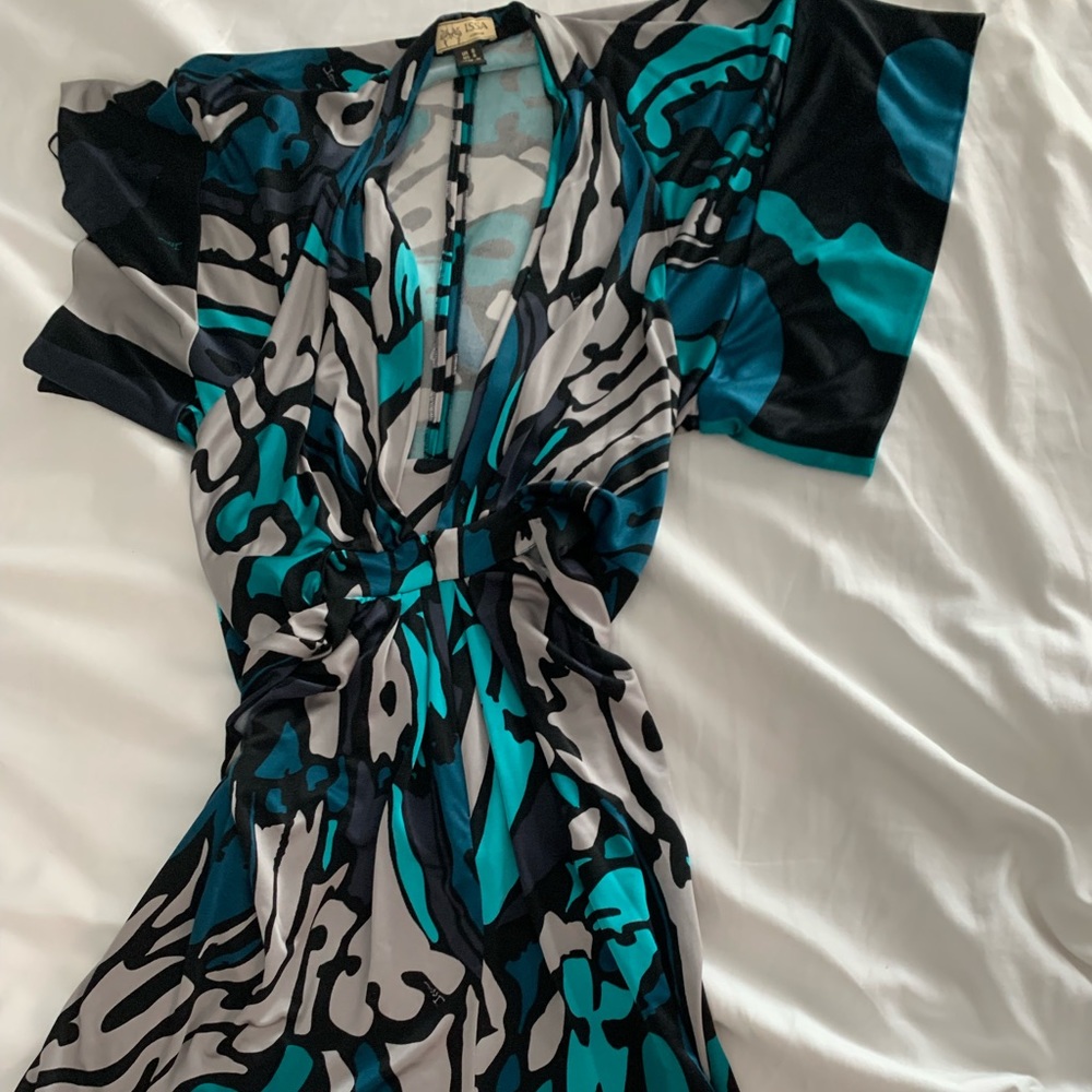 ISSA London kimono style deep plunge mini dress/tunic top
